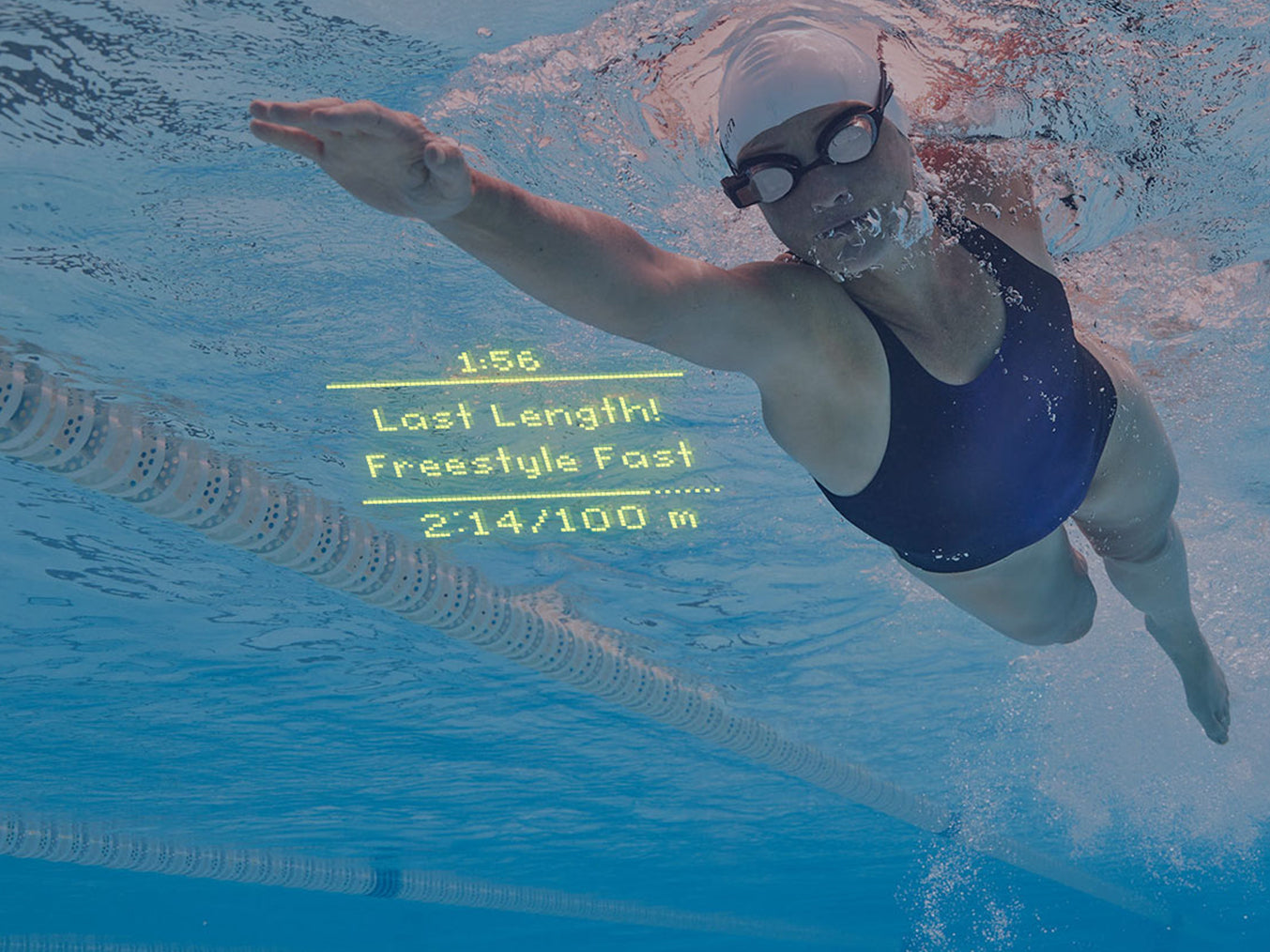 overlay of FORM's guided workouts on swimmer