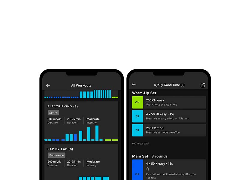 Mobile App screenshot of workout screen