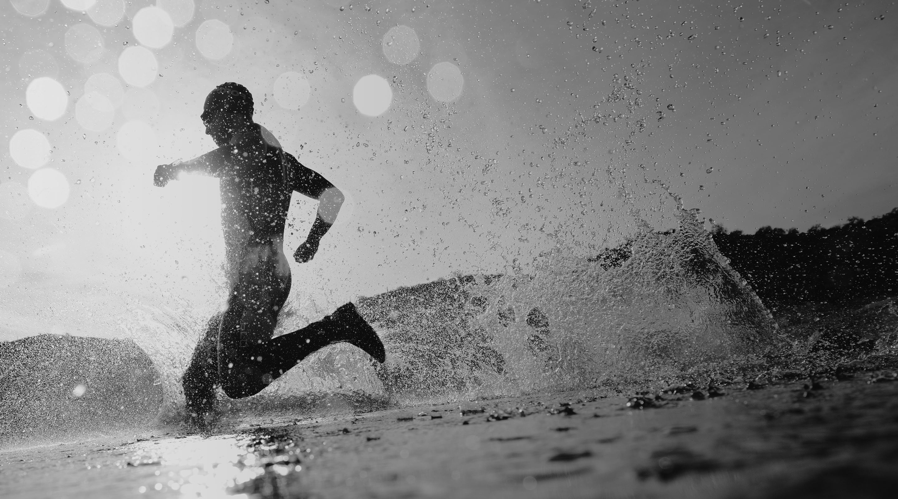 A man running through the water