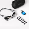 Whats included in the box: Hard case, charging cable, nose bridges, and from swim goggles