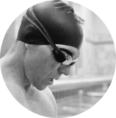 Triathlete Collin Sherick wearing swim goggles