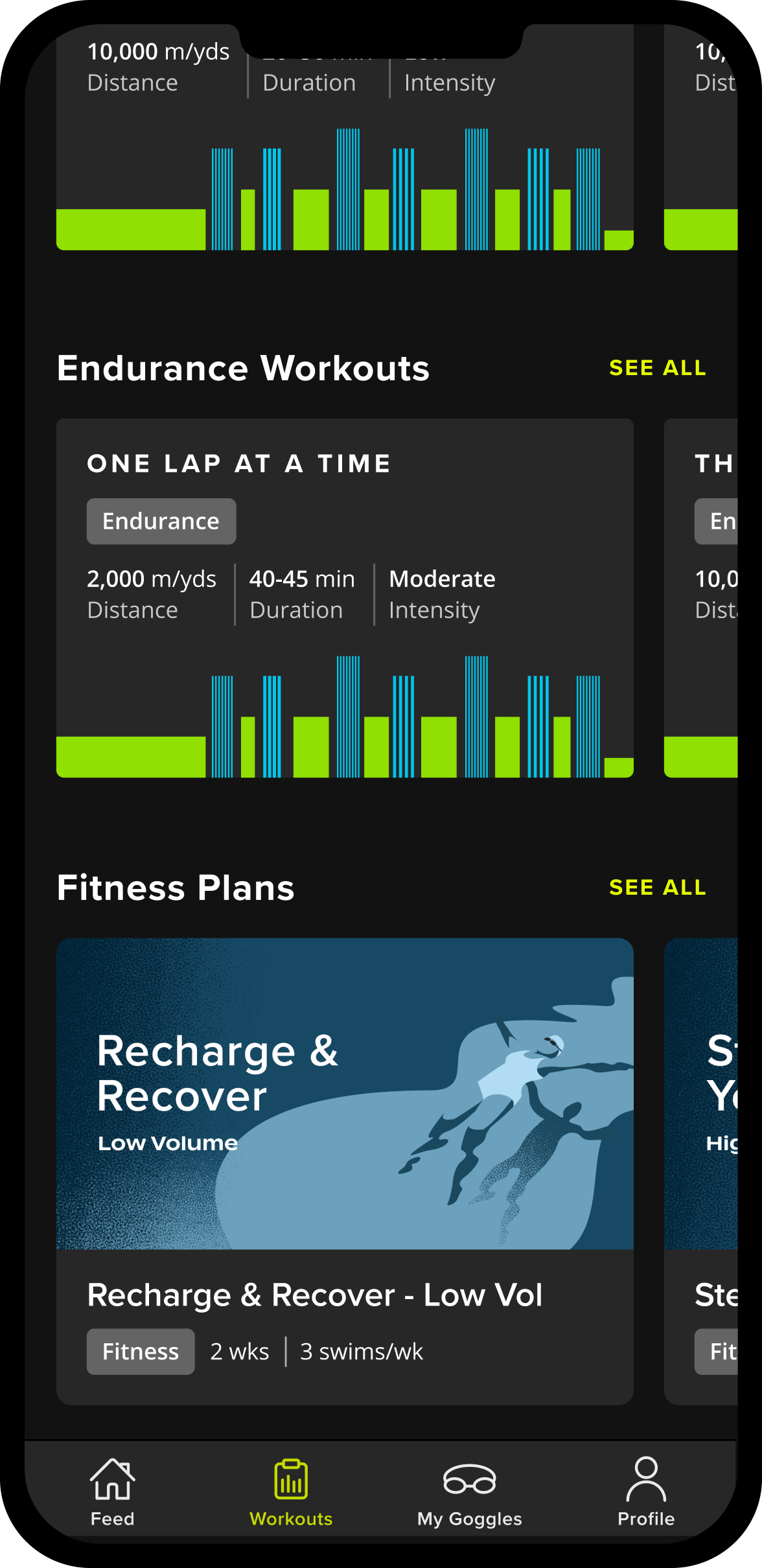 Swim workouts app
